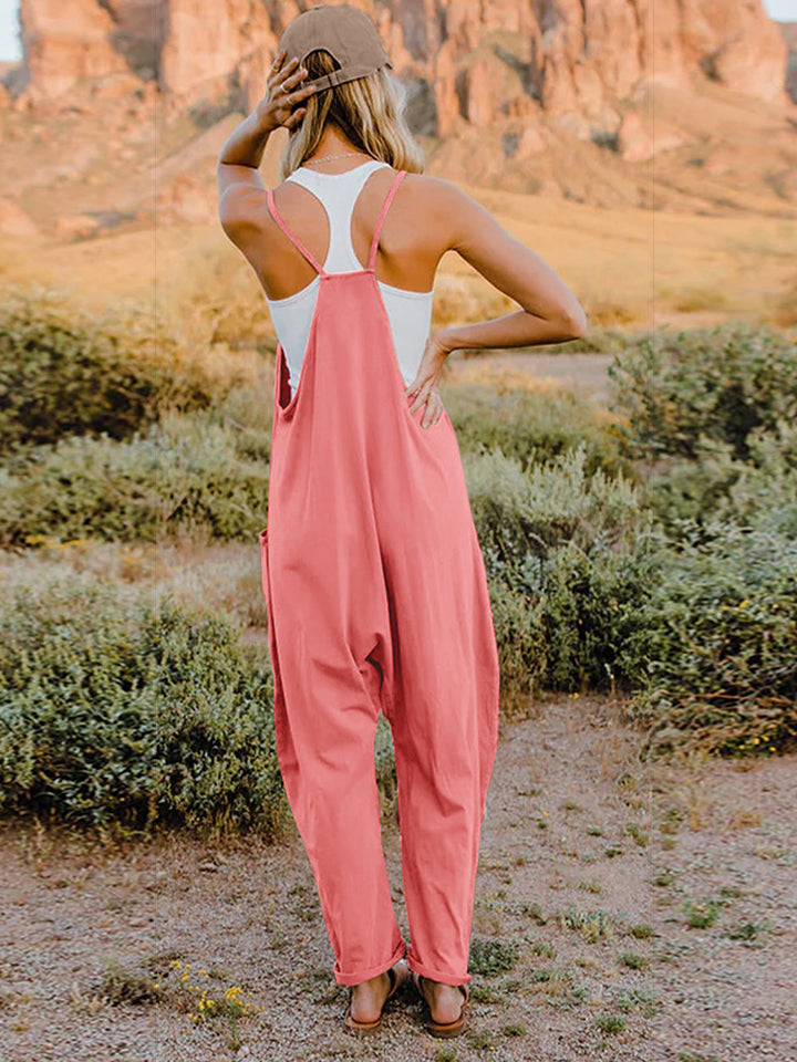 Sleeveless V-Neck Pocketed Jumpsuit