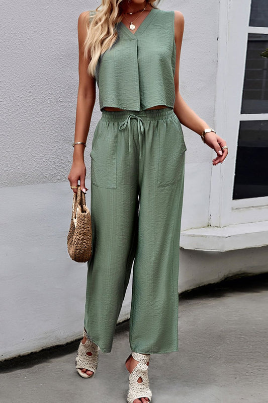 V-Neck Tank and Drawstring Pants Set