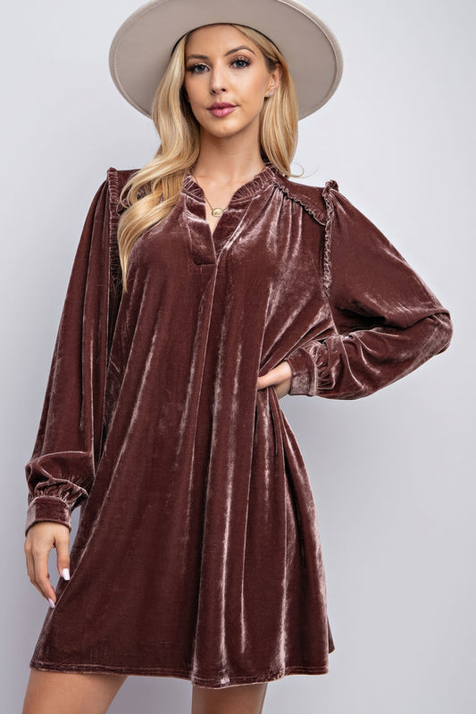 Mini Ruffle Velvet Dress