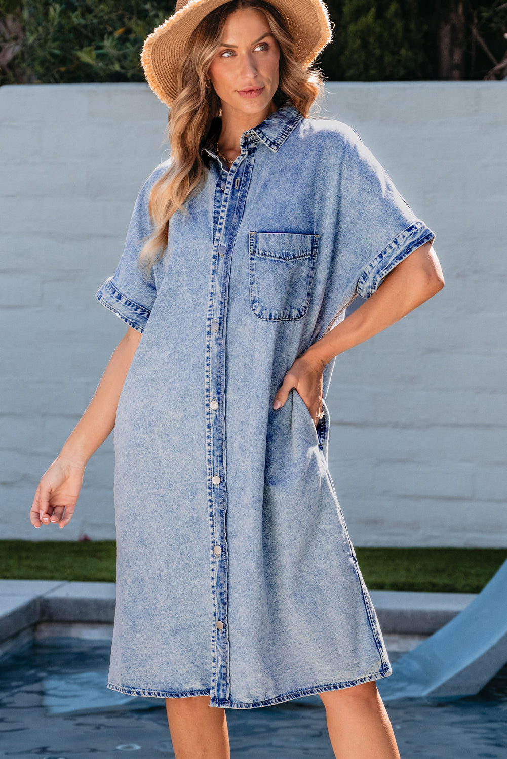 Medium Wash Chambray Dress