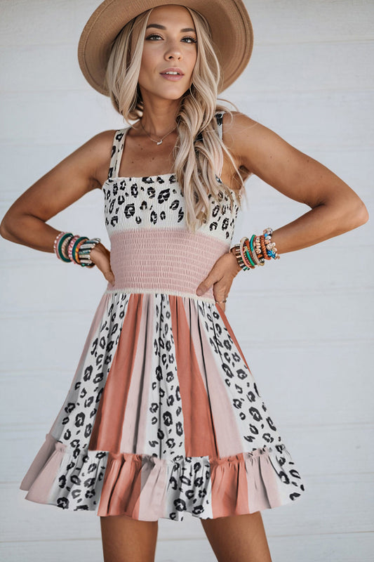 Leopard Color Block Dress